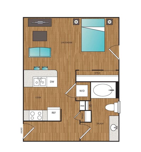 Main Street Flats Apartments Studio D Floor Plan